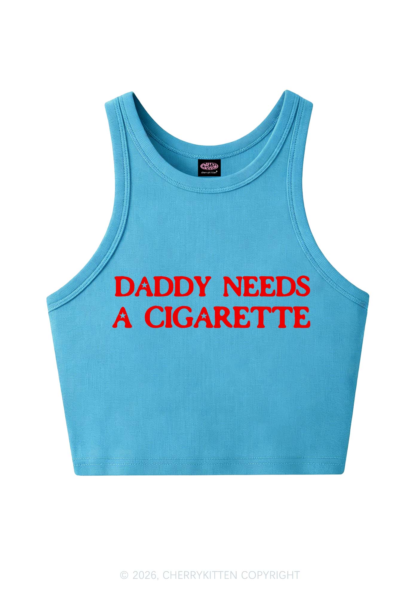 Daddy Needs A Cigarette Y2K Crop Tank Top Cherrykitten
