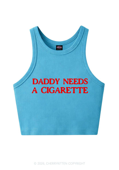 Daddy Needs A Cigarette Y2K Crop Tank Top Cherrykitten
