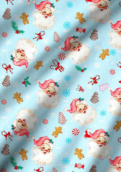 Christmas Blue Santa Y2K Print Long Sleeve Pajama Set Cherrykitten