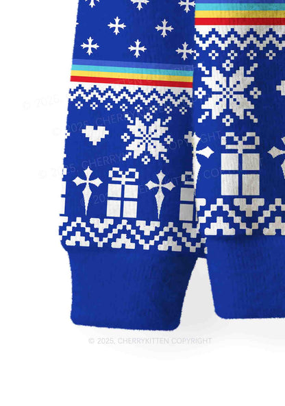 Blue Gods Favorite Fag Pride Y2K Christmas Knit Sweatshirt Cherrykitten