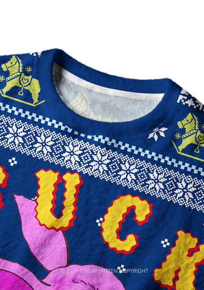 Fxxk The Police Bunny Y2K Christmas Knit Sweatshirt Cherrykitten