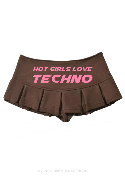 Hot Girls Love Techno Y2K Mini Pleated Skirts Cherrykitten