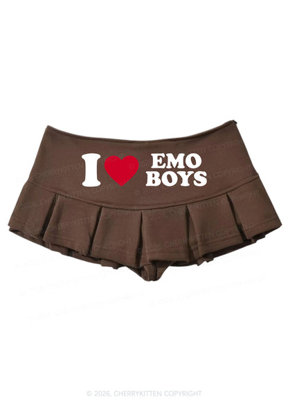 I Love Emo Boys Y2K Mini Pleated Skirts Cherrykitten