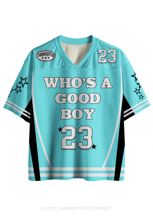 Custom Blue Whos A Good Boy Y2K Sport Jersey Shirts Cherrykitten
