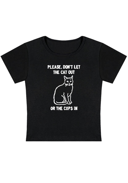 Don't Let The Cat Out Y2K Baby Tee