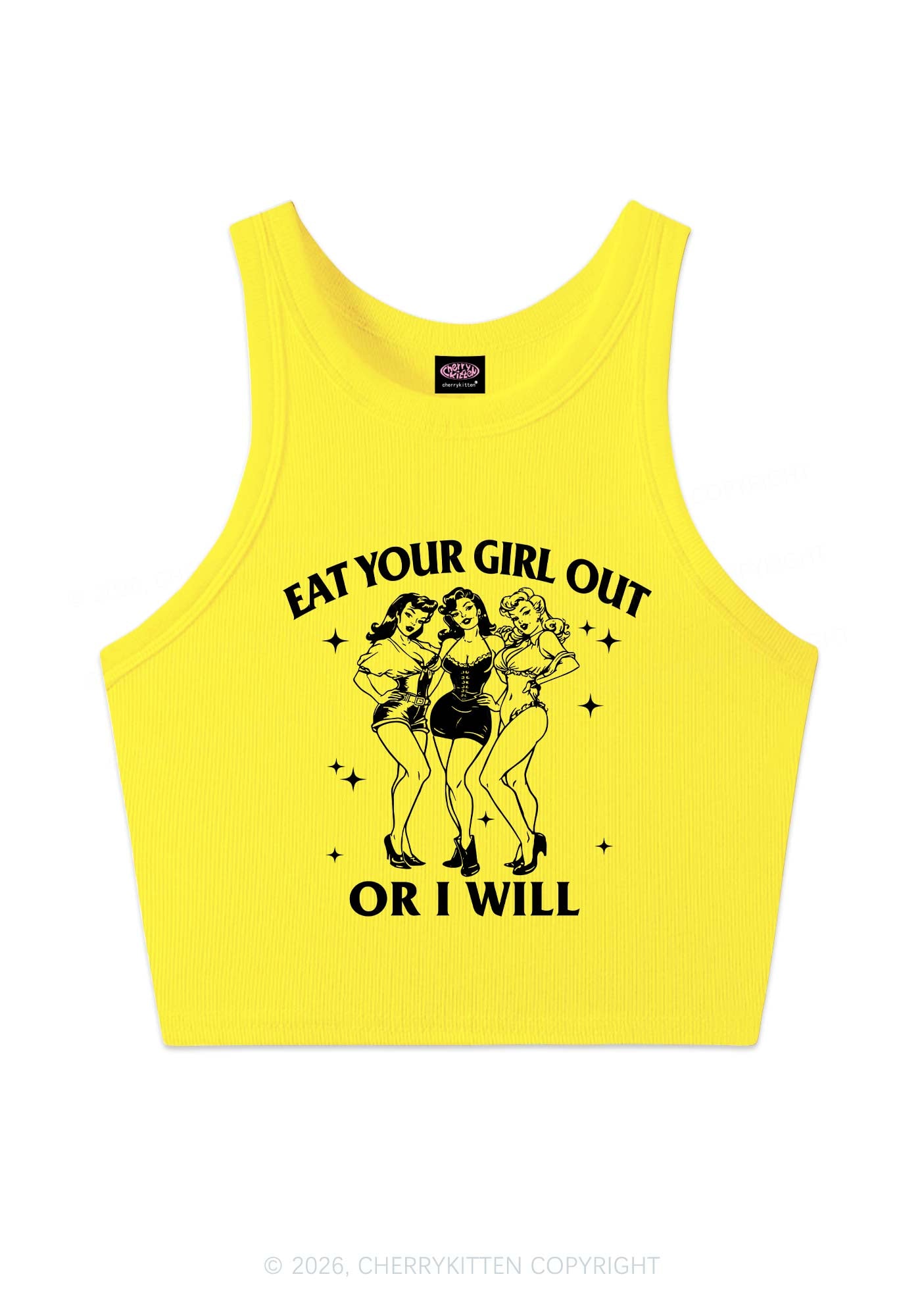 Eat Your Cowgirls Out Pride Y2K Crop Tank Top Cherrykitten