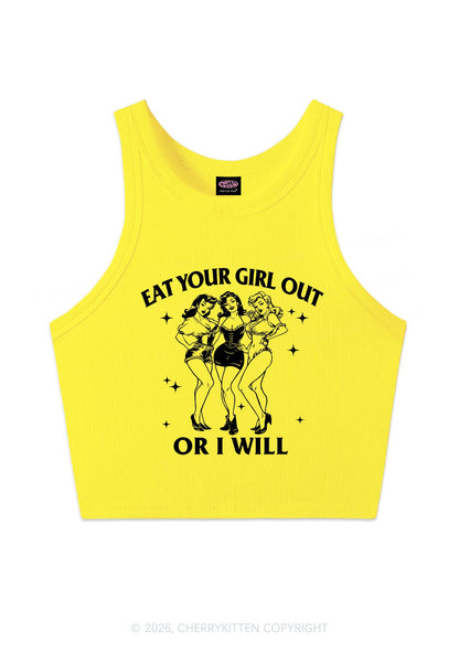 Eat Your Cowgirls Out Pride Y2K Crop Tank Top Cherrykitten