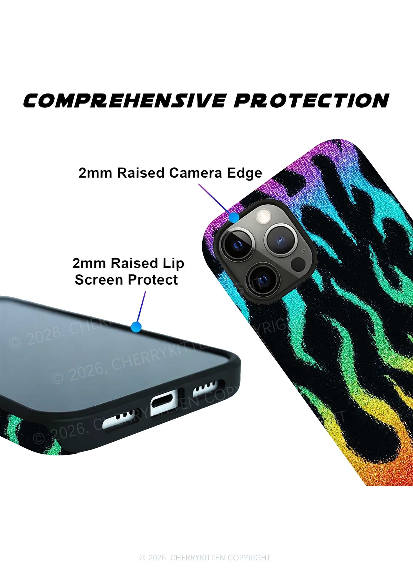 Rainbow Flame Pride Y2K Phone Case Cherrykitten