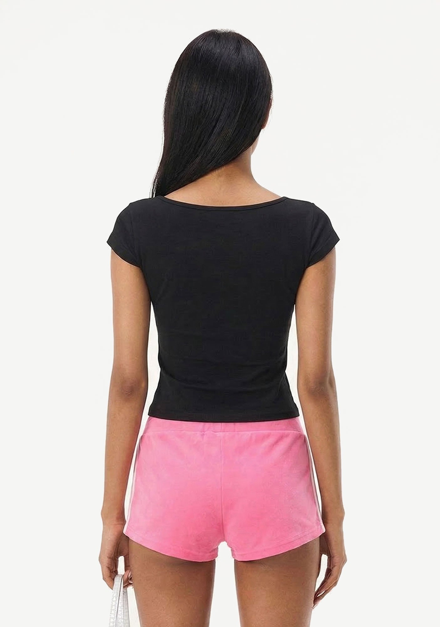 Plain Y2K Wrap V Neck T Shirts Cherrykitten