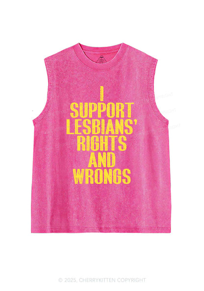 Support Lesbians Rights Pride Y2K Washed Muscle Tank Cherrykitten