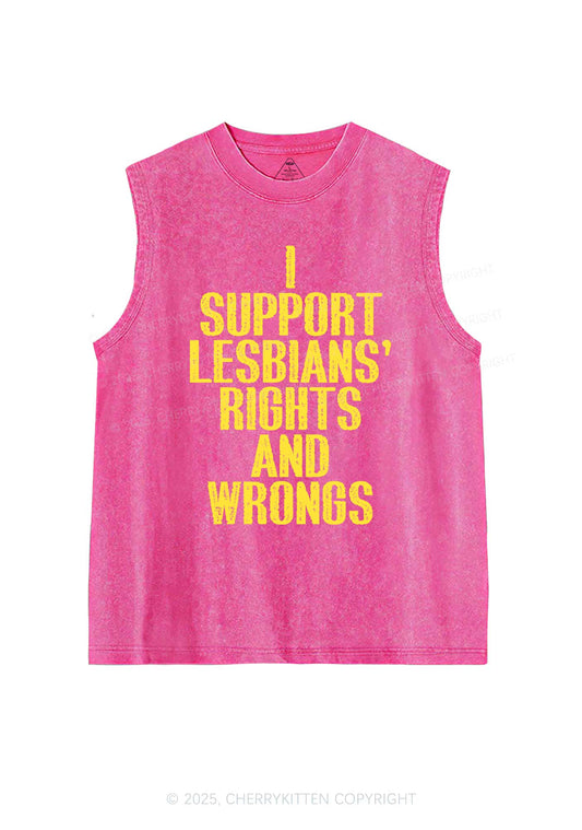 Support Lesbians Rights Pride Y2K Washed Muscle Tank Cherrykitten