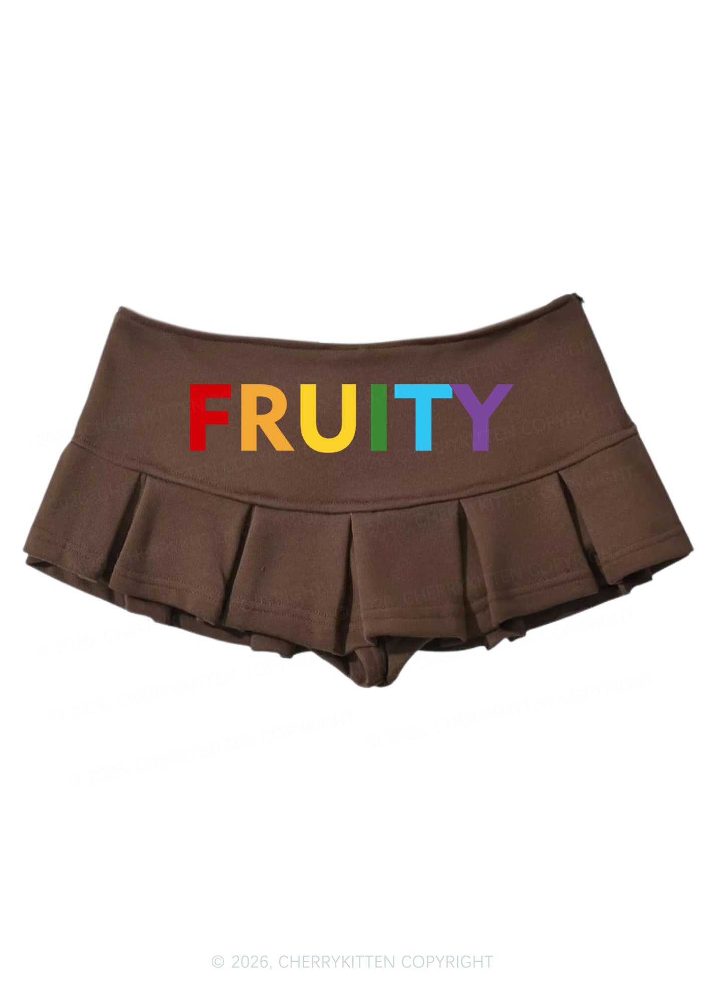 Rainbow Fruity Pride Y2K Mini Pleated Skirts Cherrykitten