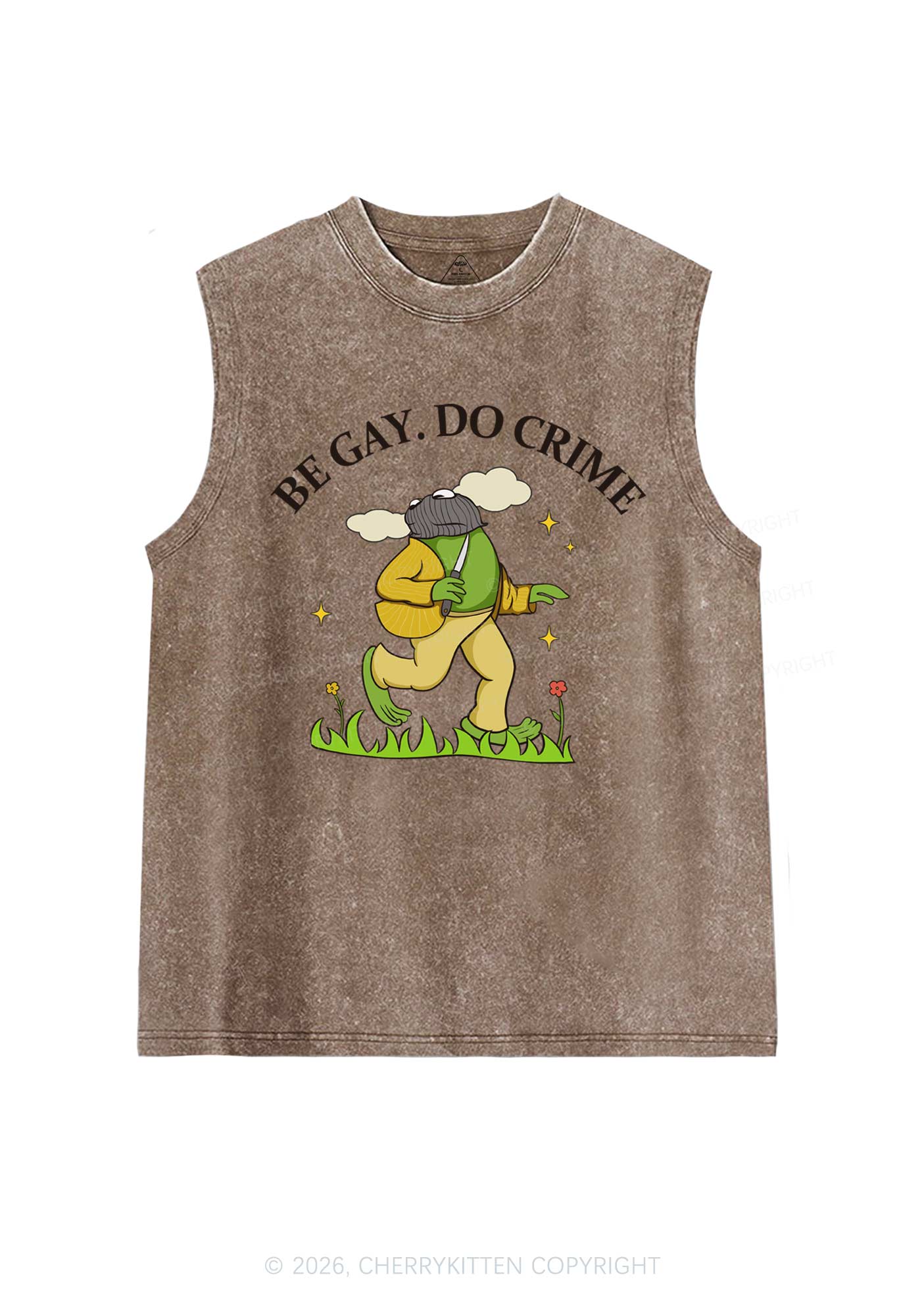 Be Gay Do Crime Frog Pride Y2K Washed Muscle Tank Cherrykitten