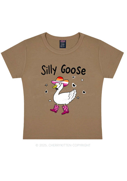 Silly Goose Lesbian Pride Y2K Baby Tee Cherrykitten