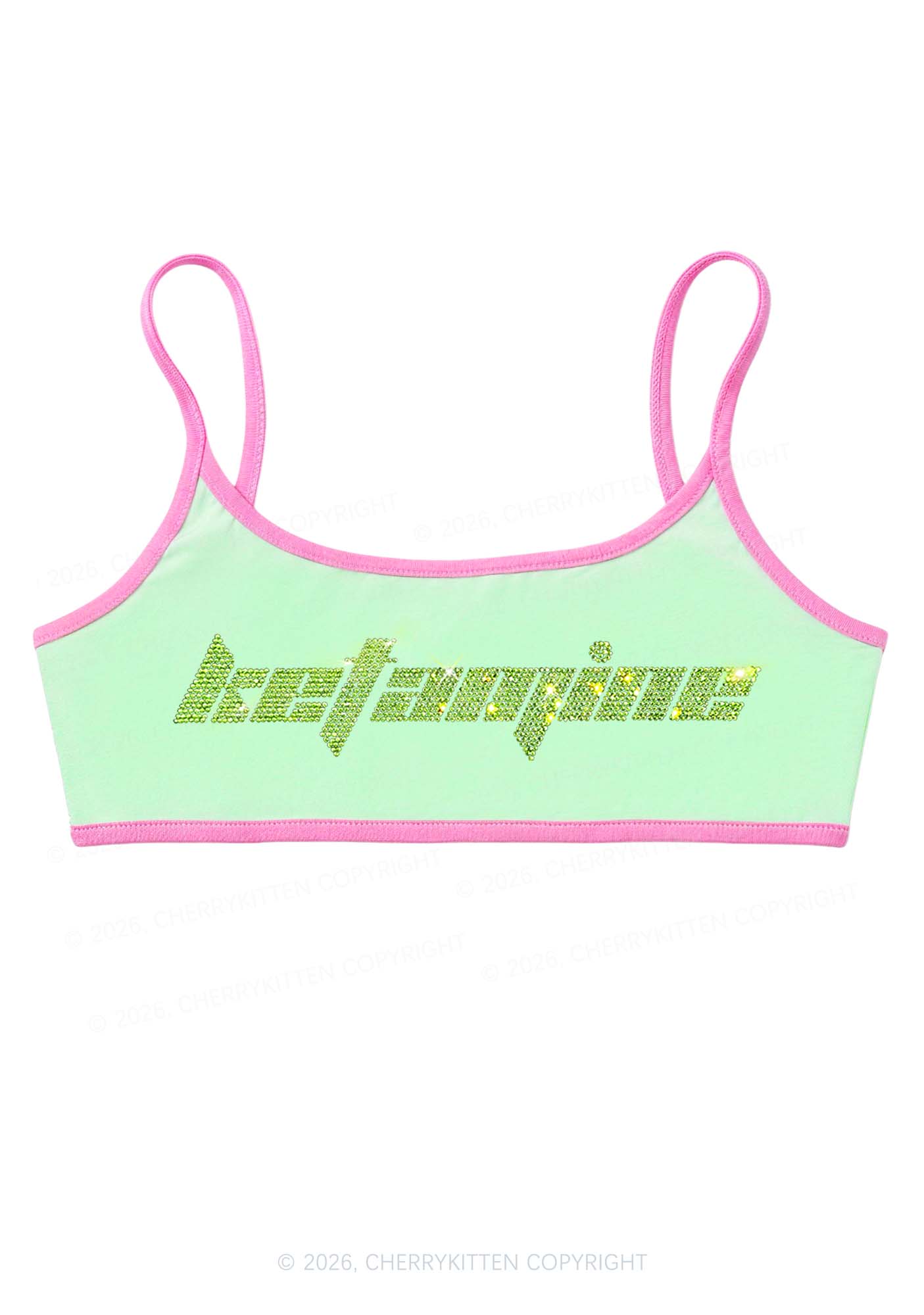 Rhinestone Ketamxxe Y2K Super Crop Cami Cherrykitten
