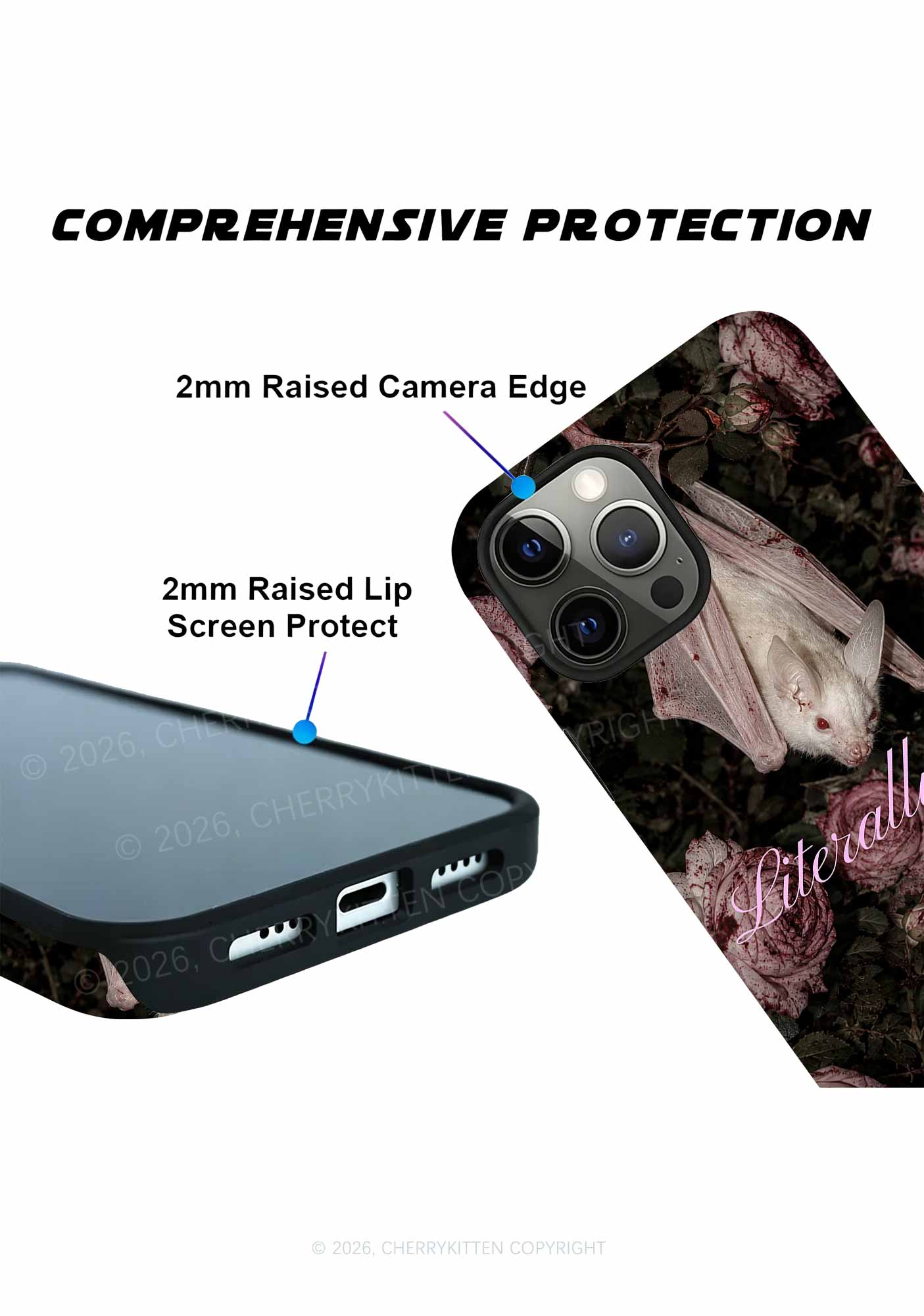 Halloween Literally Me White Bat Y2K Phone Case Cherrykitten
