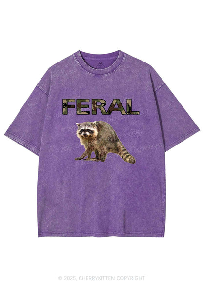 Feral Raccoon Y2K Shirts Washed Tee Cherrykitten