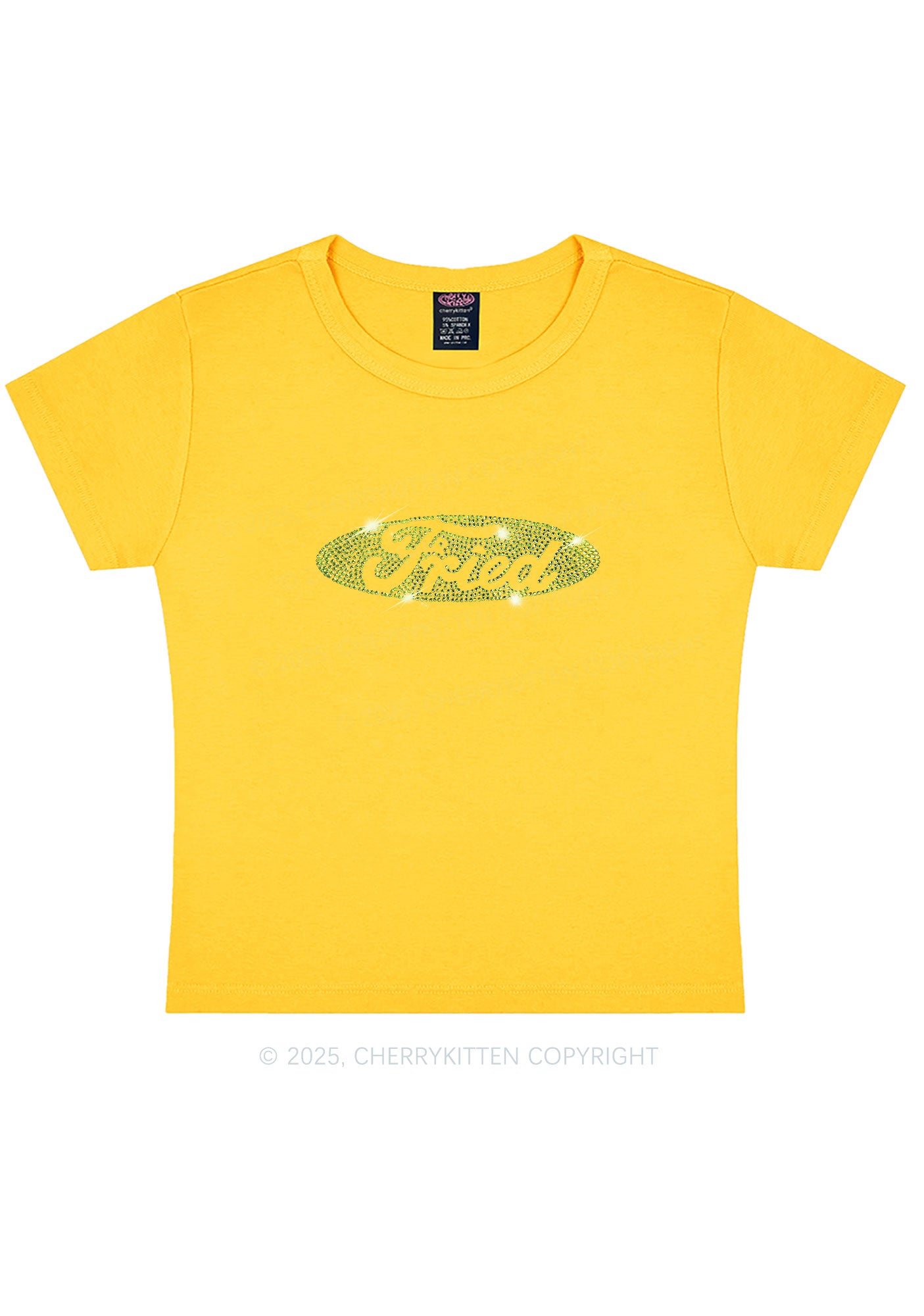 Rhinestone Fried Y2K Baby Tee Cherrykitten