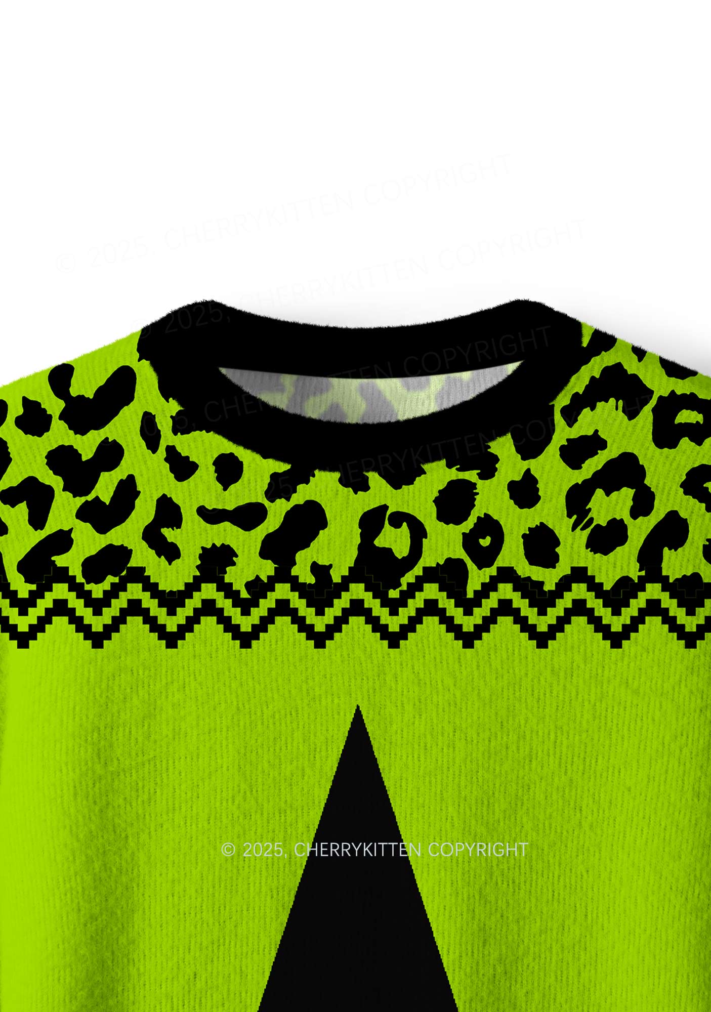 Green Brat Star Y2K Christmas Knit Sweatshirt Cherrykitten