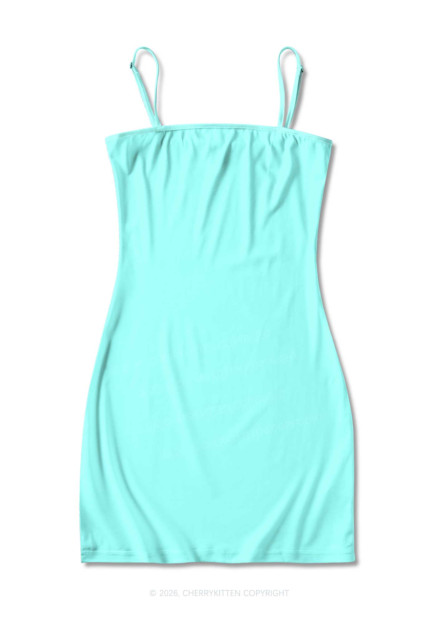 Plain Mint Green Y2K Print Slip Dress Cherrykitten