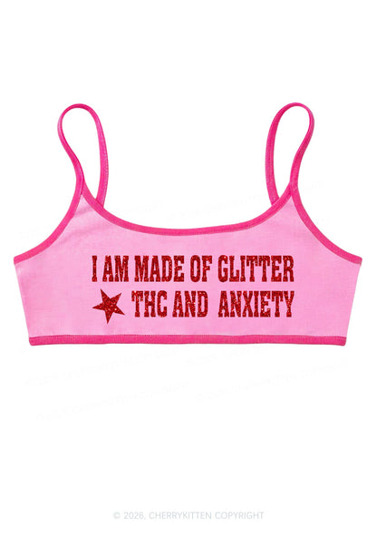Made Of Glitter Thc Anxiety Y2K Super Crop Cami Cherrykitten