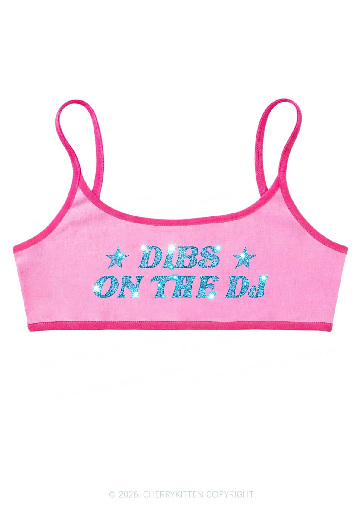 Rhinestone Dibs On The Dj Y2K Super Crop Cami Cherrykitten