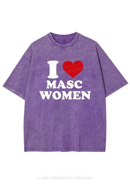 I Love Masc Women Pride Y2K Shirts Washed Tee Cherrykitten