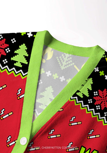 Which One Stole Lighter Y2K Christmas Cardigan Knit Sweatshirt Cherrykitten