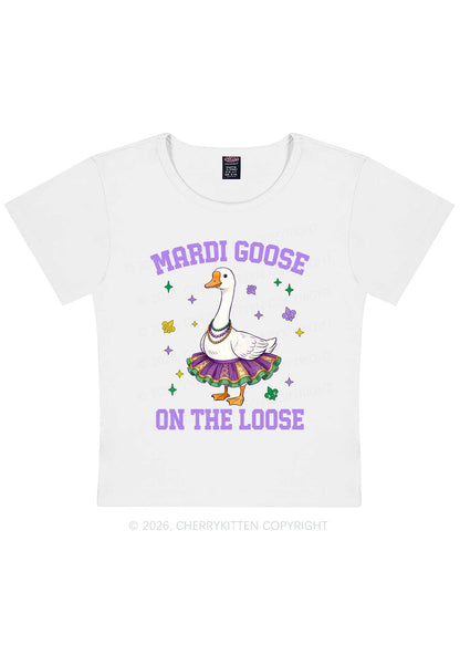 Mardi Gras Goose Y2K Baby Tee Cherrykitten