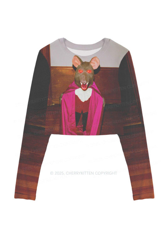 Caped Ratz Y2K Mesh Long Sleeve Crop Top Cherrykitten