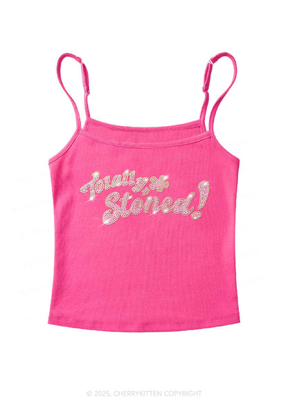 Rhinestone Totally Stoned Y2K Spaghetti Strap Cami Cherrykitten
