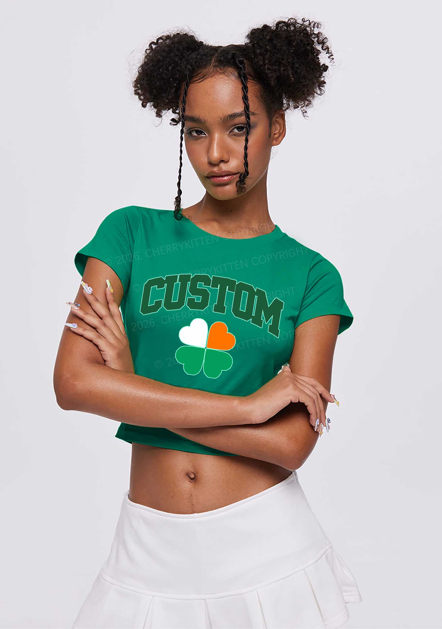 Custom Irish Luck Shamrock St Patricks Y2K Baby Tee Cherrykitten