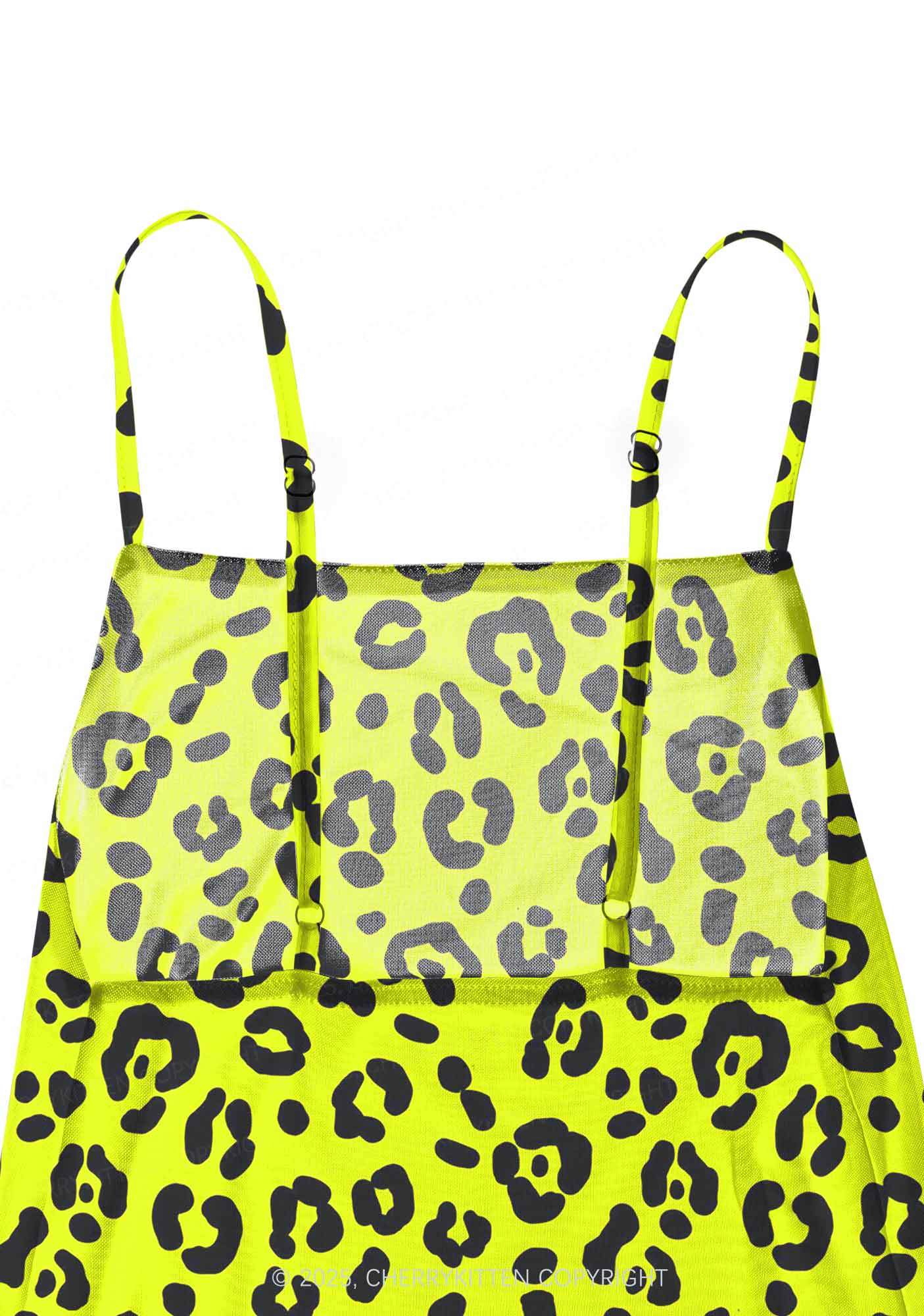 Neon Leopard Y2K Mesh Slip Dress Cherrykitten