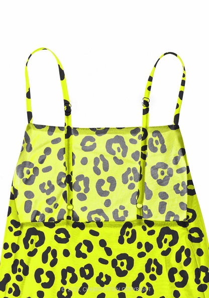 Neon Leopard Y2K Mesh Slip Dress Cherrykitten