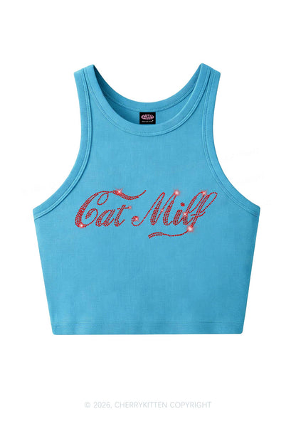 Rhinestone Cat Mxxf Y2K Crop Tank Top Cherrykitten