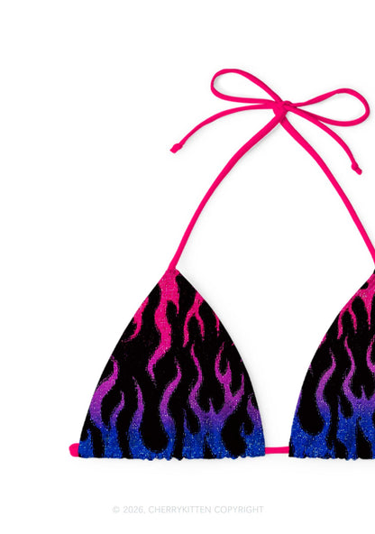 Bisexual Flame Pride Y2K Print Bikini Set Cherrykitten