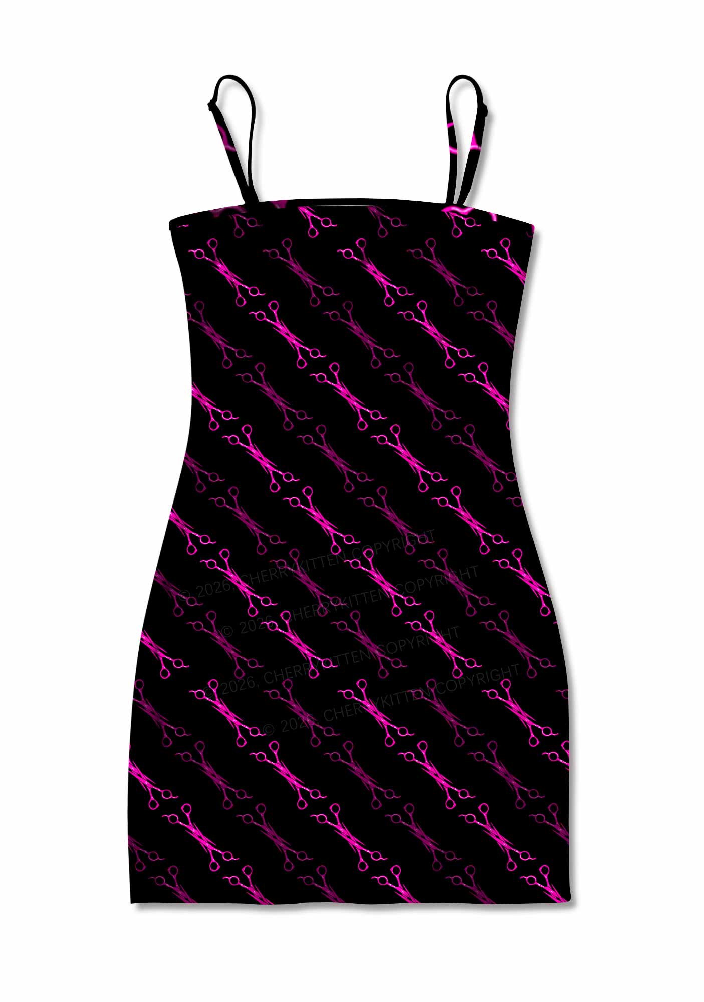 Pink Scissors Pride Y2K Print Slip Dress Cherrykitten
