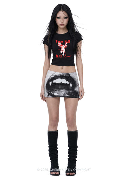From Hell With Love Y2K Goth Angel Wings Baby Tee Cherrykitten