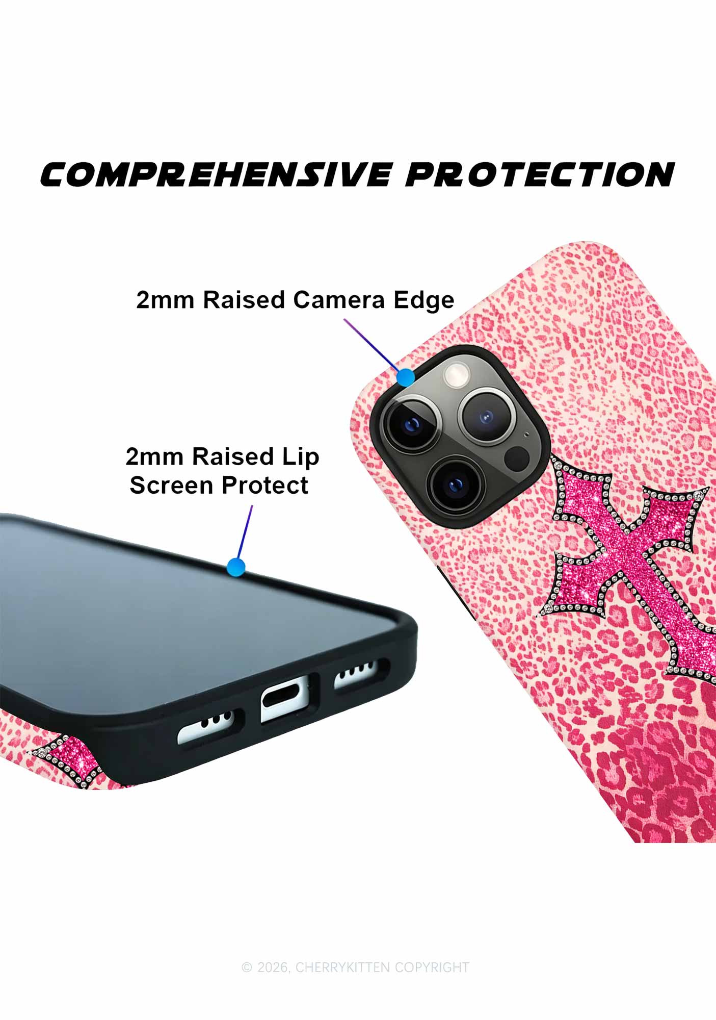 Halloween Pink Leopard Cross Y2K Phone Case Cherrykitten