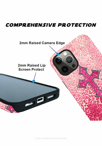 Halloween Pink Leopard Cross Y2K Phone Case Cherrykitten