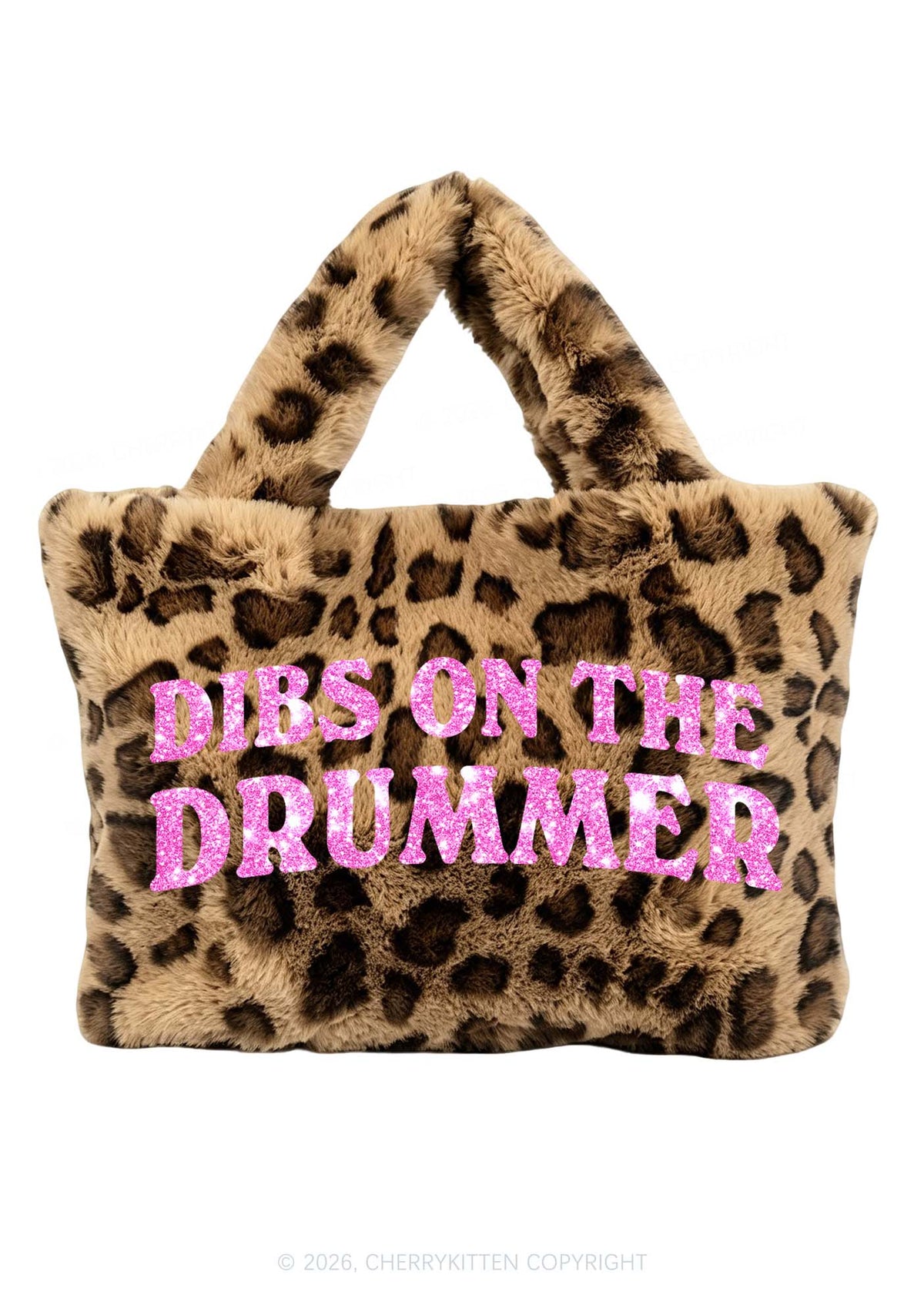 Glitter Dibs On The Drummer Y2K Plush Leopard Handbag Cherrykitten