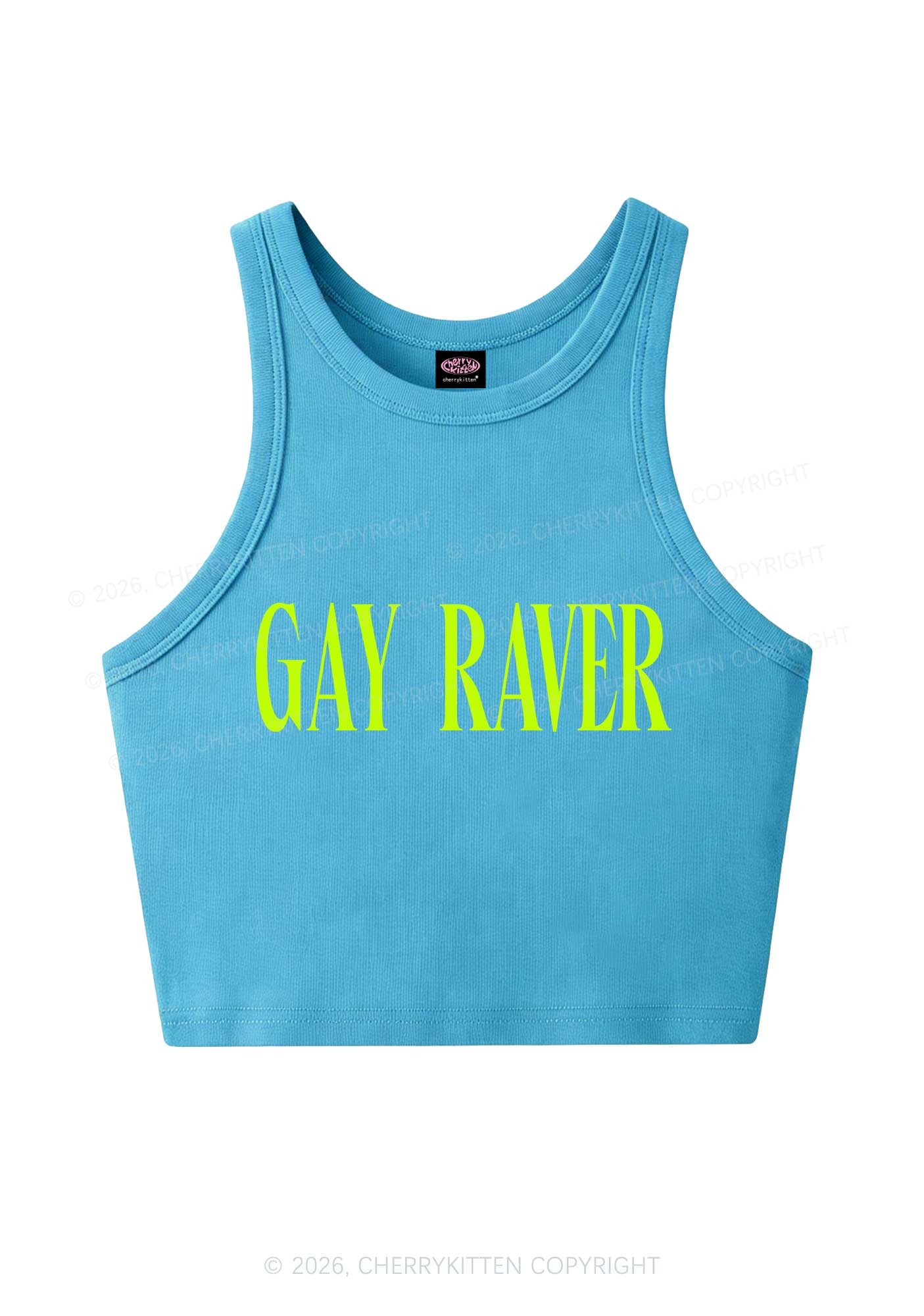 Gay Raver Pride Y2K Crop Tank Top Cherrykitten