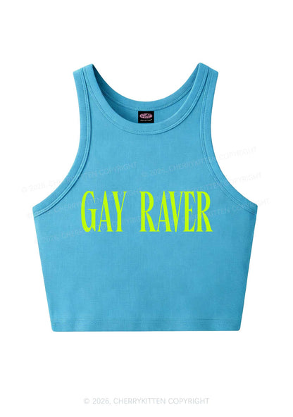 Gay Raver Pride Y2K Crop Tank Top Cherrykitten