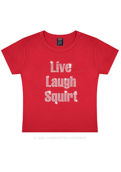 Rhinestone Live Laugh Squirt Y2K Baby Tee Cherrykitten