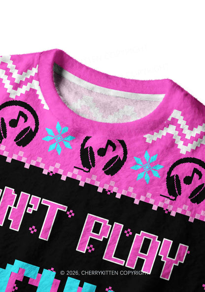 Dont Play Techno Y2K Christmas Knit Sweatshirt Cherrykitten