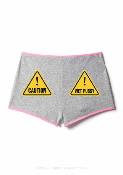 Caution Wet Puxxy Y2K Booty Shorts Cherrykitten