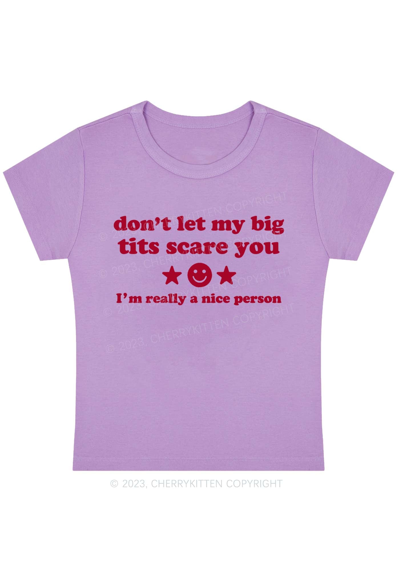 Curvy Don't Let My Big Txts Scare You Y2K Baby Tee Cherrykitten