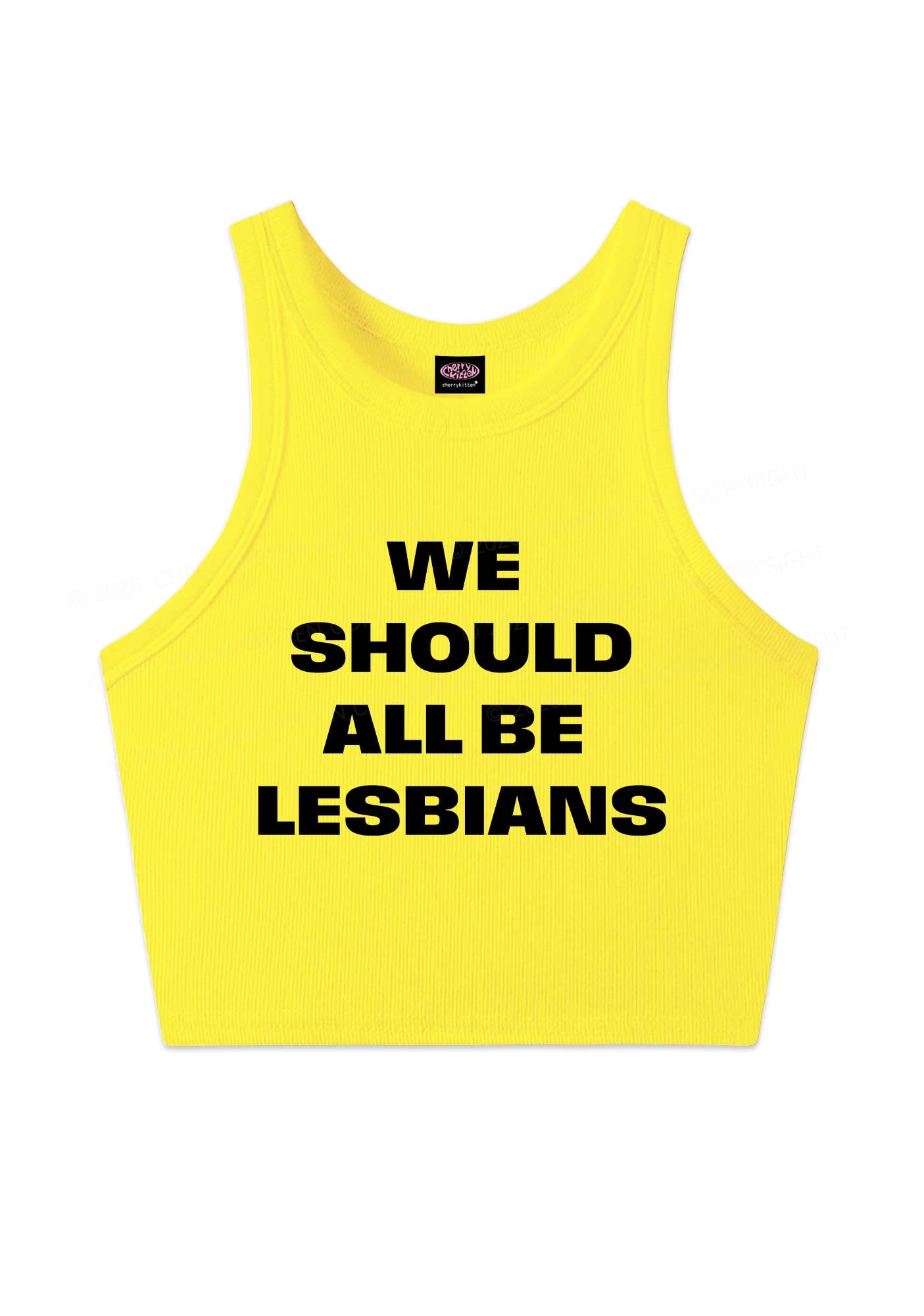 We Should All Be Lesbians Pride Y2K Crop Tank Top Cherrykitten