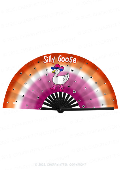 Bisexual Silly Goose Pride Y2K Rave Hand Fan Cherrykitten