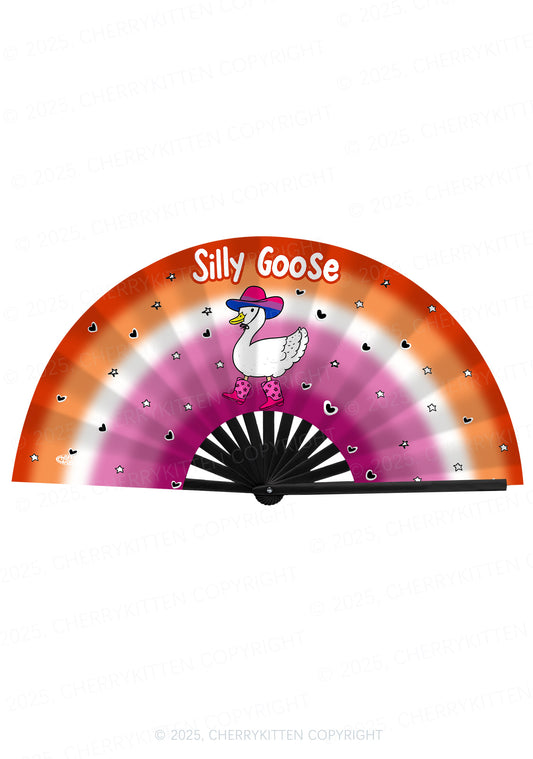 Bisexual Silly Goose Pride Y2K Rave Hand Fan Cherrykitten